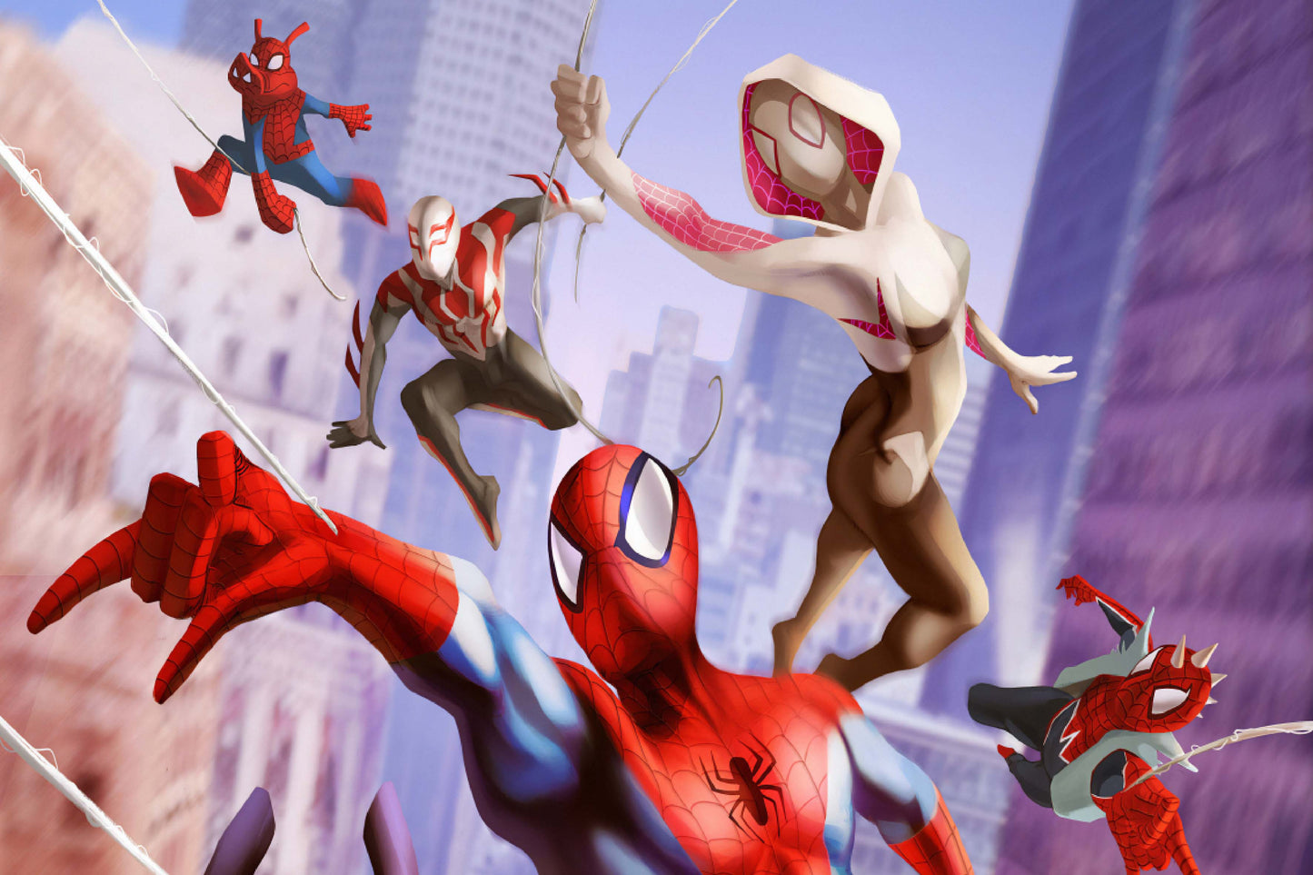 Spider Man Spider Gwen 2099 Spider Ham Spider Punk Comic Book Poster Print Art