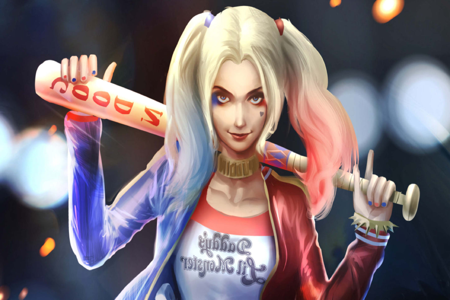 Harley Quinn Bat Comic Book Poster Print Wall Art