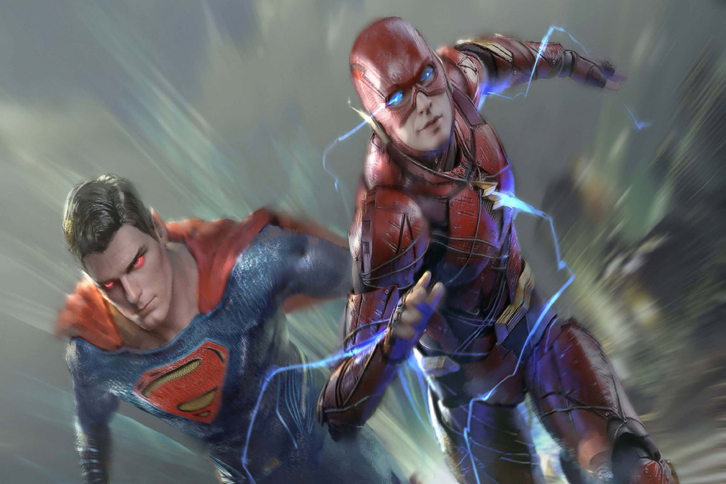 Flash And Superman Comic Book Poster Print Wall Art
