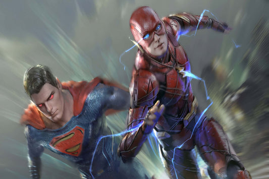 Flash And Superman Comic Book Poster Print Wall Art