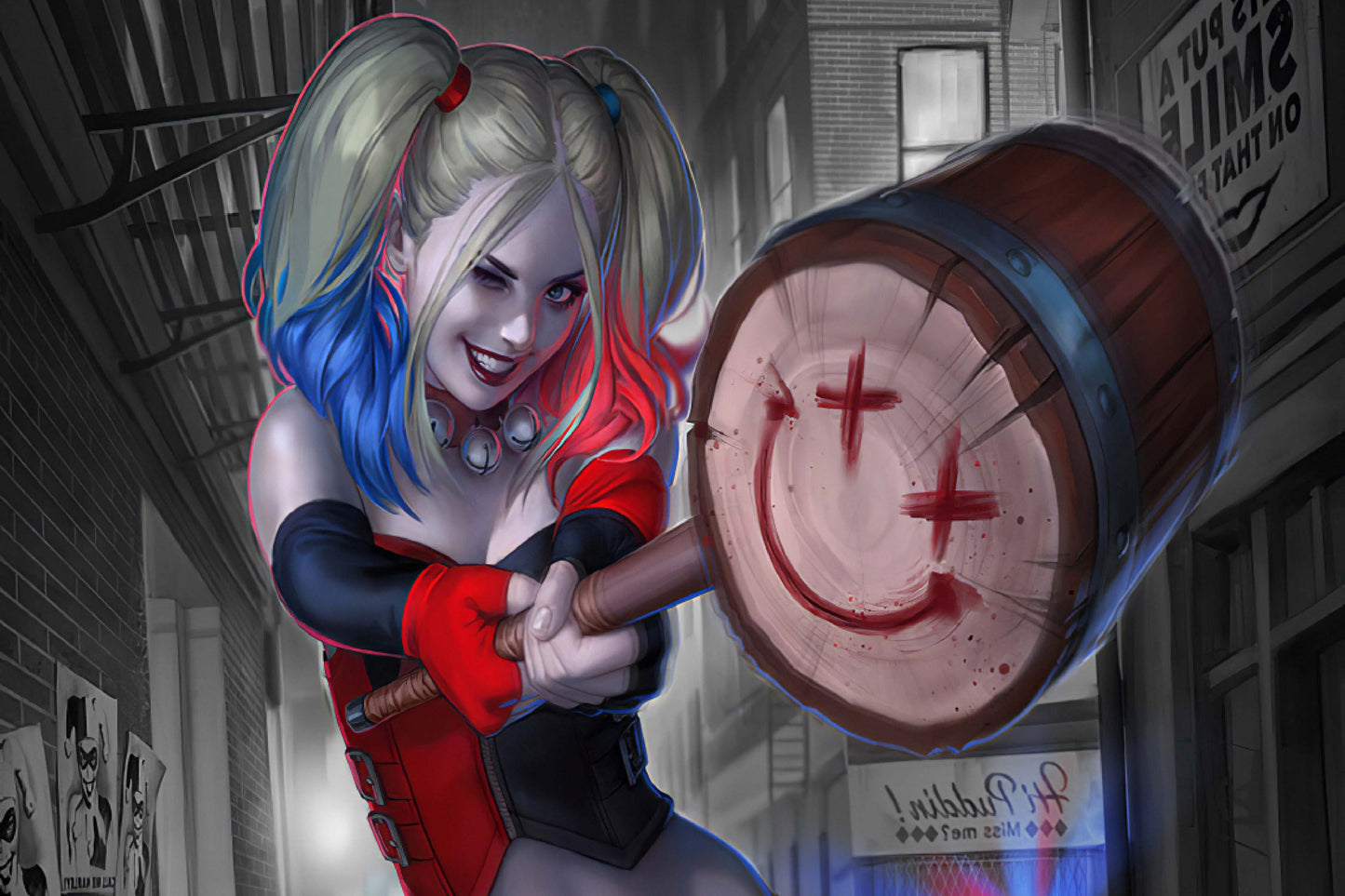 Harley Quinn Hammer Comic Book Poster Print Wall Art