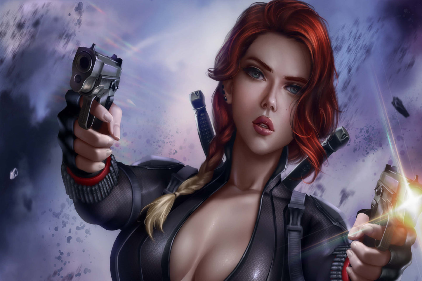 Black Widow Guns Comic Book Poster Print Wall Art