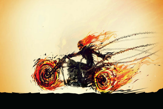 Ghost Rider Motorcycle Comic Book Poster Print Wall Art