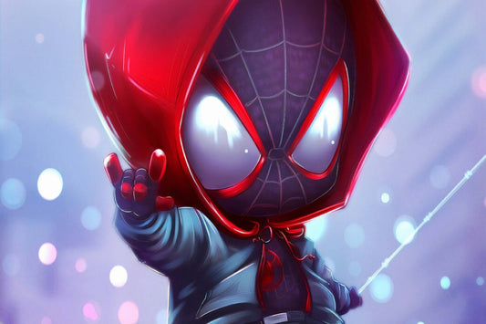 Spider Man Miles Morales Chibi Marvel Comic Book Poster Print Wall Art