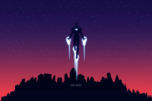 Iron Man Flying Minimalist Marvel Comic Book Poster Print Wall Art