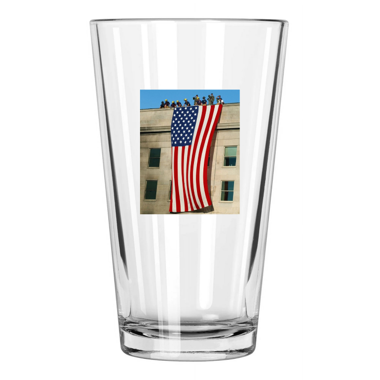 9 11 Arlington Flag On Pentagon Photo Firefighter Usa Pint Beer Drinking Glass