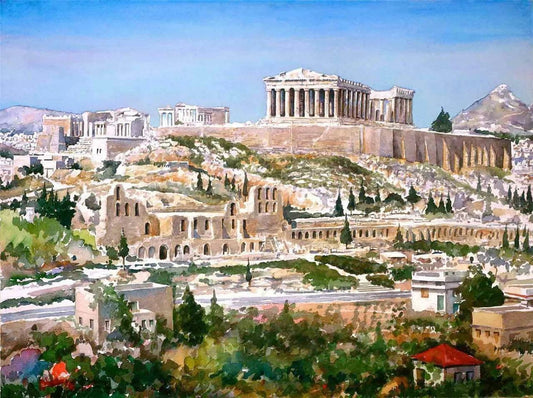 Acropolis Of Athens Ancient Greece Greek Citadel Painting Picture Magnet Magnet