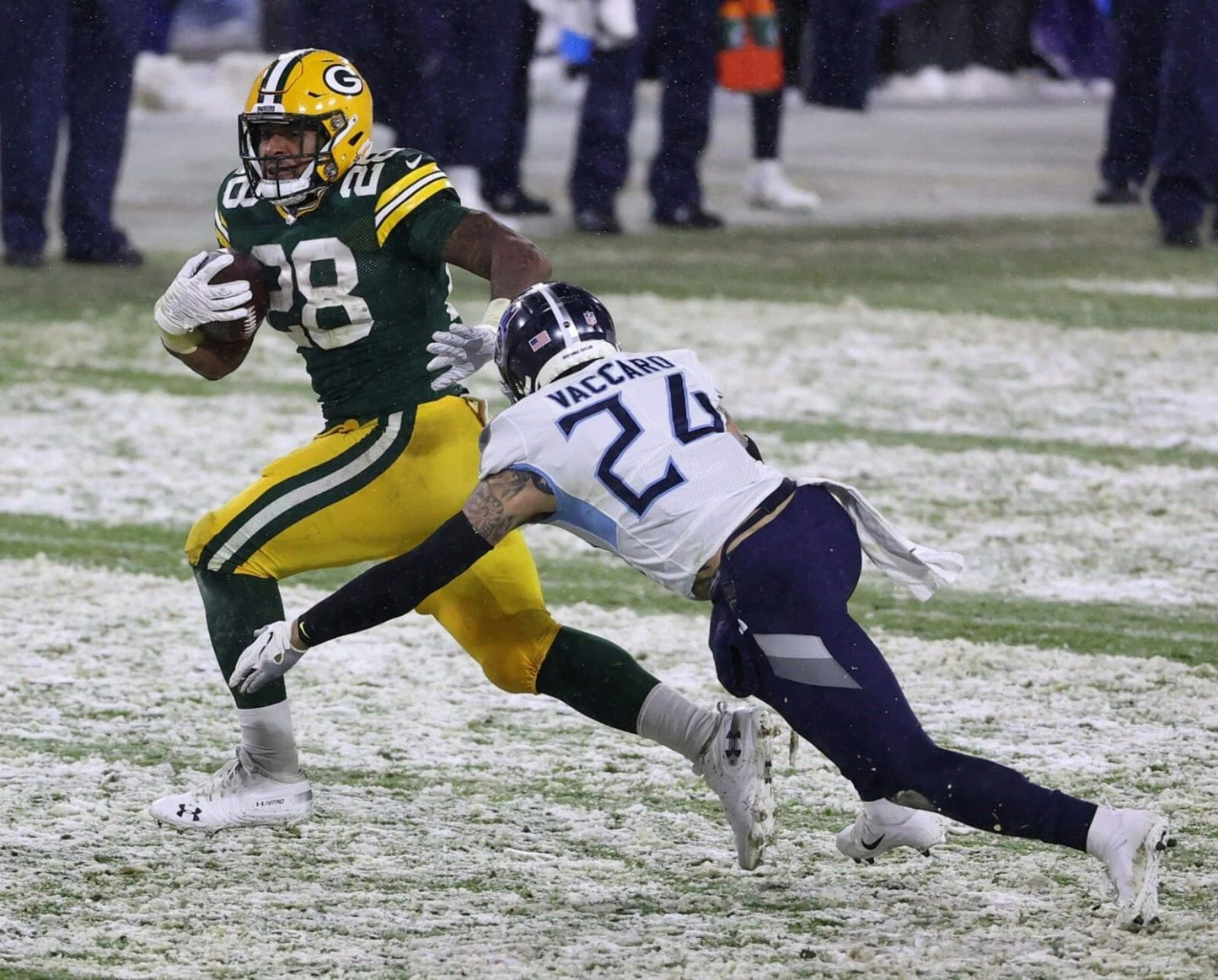 Aj Dillon Keychain Green Bay Packers Picture Nfl Football Game Action