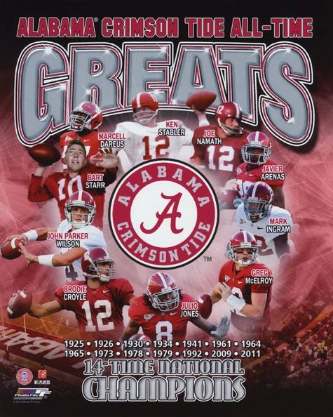 Alabama Crimson Tide All Time Greats Glossy Magnet Namath Starr Jones Magnet