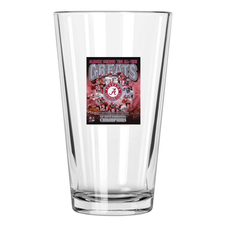 Alabama Crimson Tide All Time Greats Namath Starr Jones Pint Beer Drinking Glass