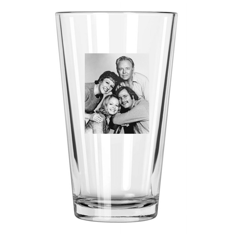All In The Family Cast Photo Television Show Pint Beer Drinking Glass