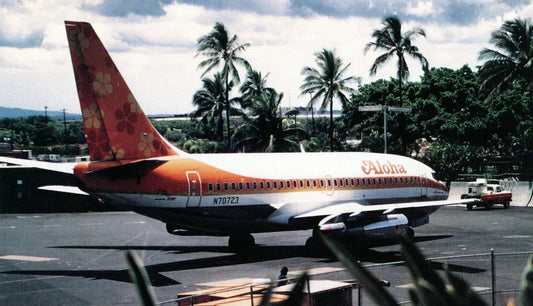 Aloha Airlines Boeing 737 Airport Airplane Hawaii Retro Picture Keychain