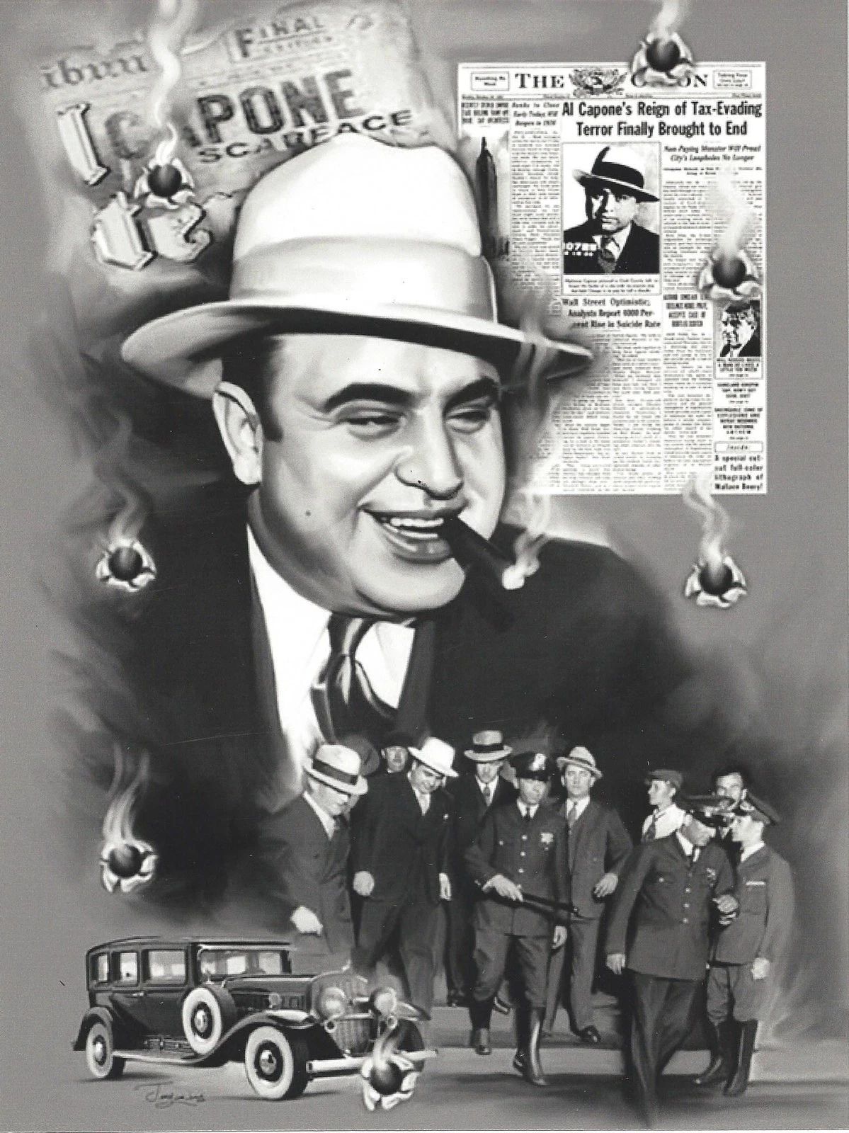 Al Capone Collage Photo Mafia Organized Crime Mobster Mob Border Picture