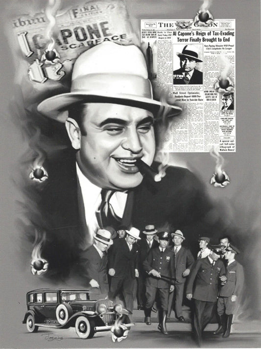 Al Capone Collage Photo Mafia Organized Crime Mobster Mob Border Picture