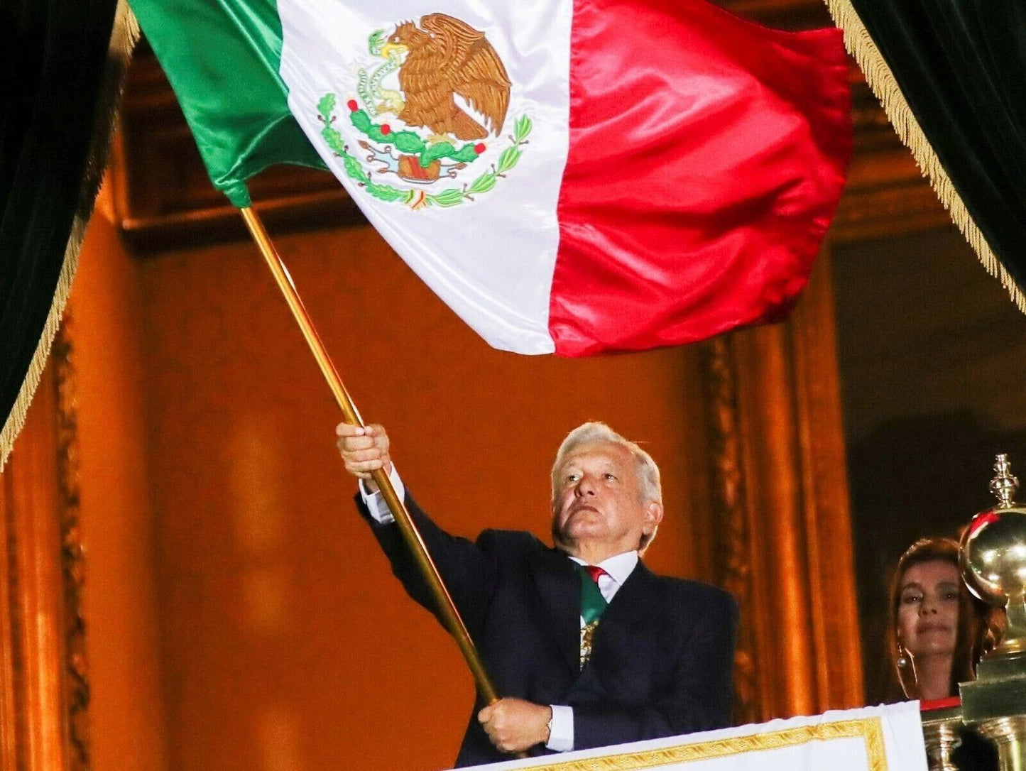 Andres Manuel Lopez Obrador Mexico President Waving Flag Keychain Keychain