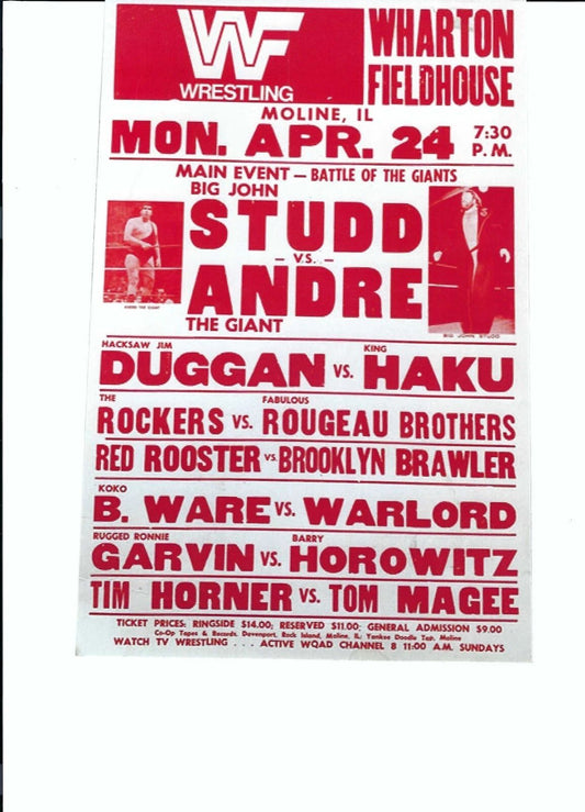 Andre The Giant Vs Big John Studd Magnet Wrestling Picture Wide Border