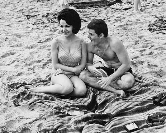 Annette Funicello And Frankie Avalon Glossy Keychain Beach Blanket Bingo Print