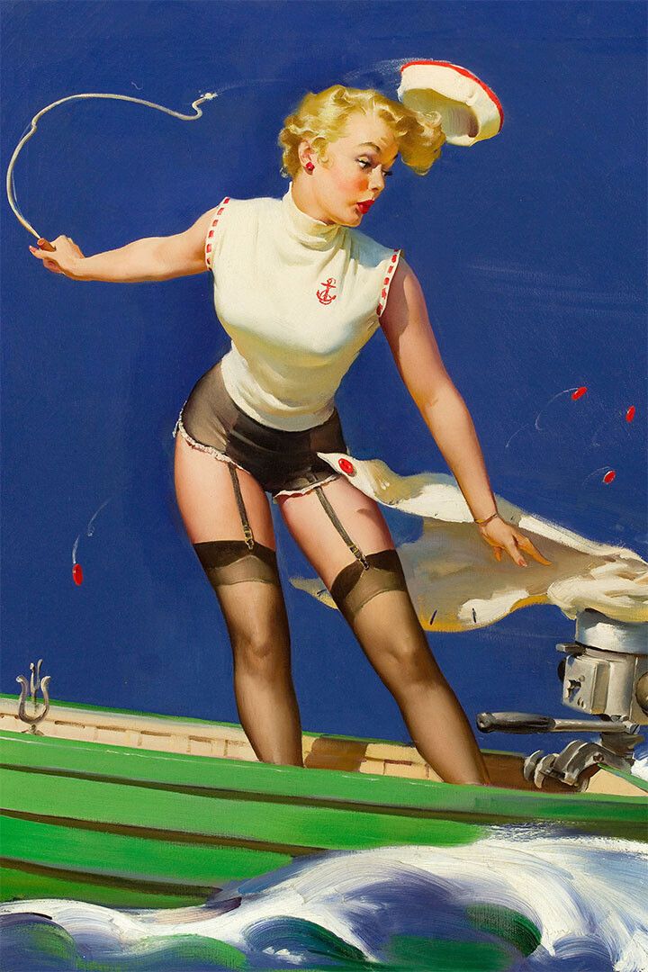 A Fast Takeoff 1950S Boating Vintage Style Pinup Jigsaw Puzzle