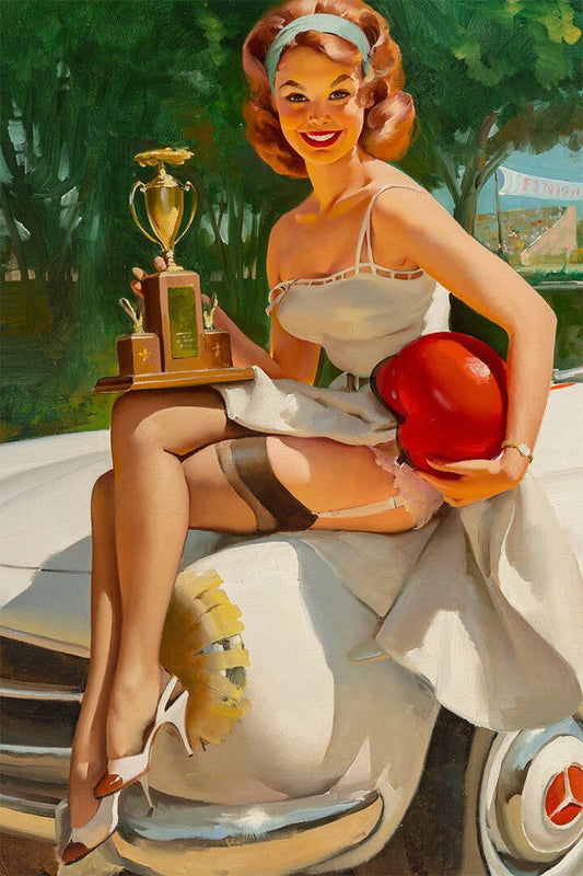 A Winner Vintage Style Car Racing Pinup Print Jigsaw Puzzle