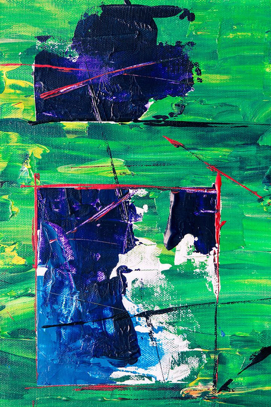 Abstract Painting On Canvas Blue And Green Colours Art Wall Decor Jigsaw Puzzle