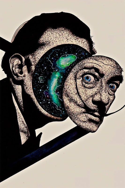 Abstract Salvador Dali Portrait Painting Print Jigsaw Puzzle