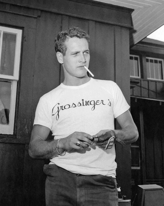 Actor Paul Newman With Cigarette Glossy Keychain Grossingers Resort Print