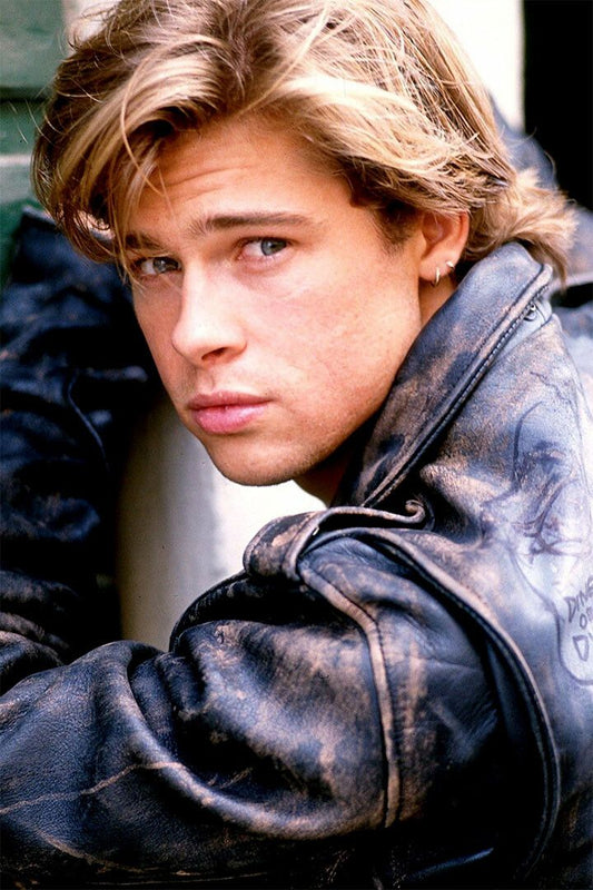 Actor Young Brad Pitt Hand On Chin Painting Jigsaw Puzzle