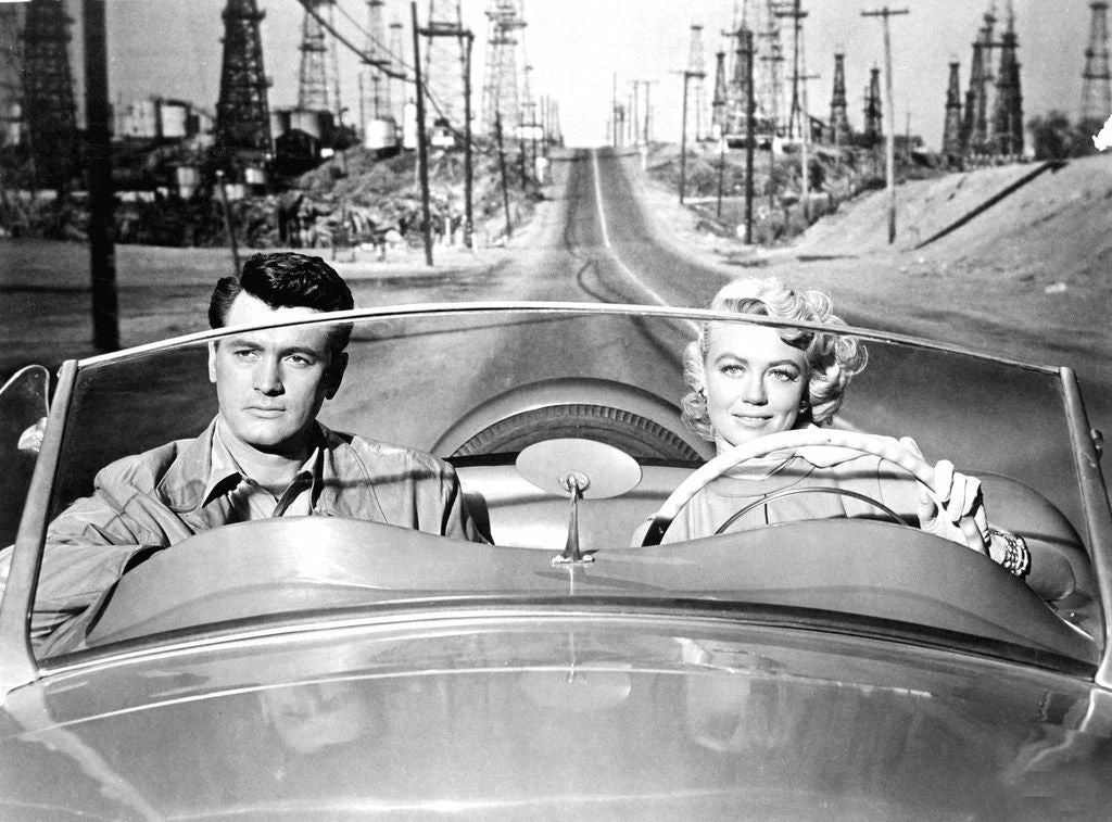 Actors Rock Hudson Dorothy Malone In Car Publicity Picture Keychain Reprint