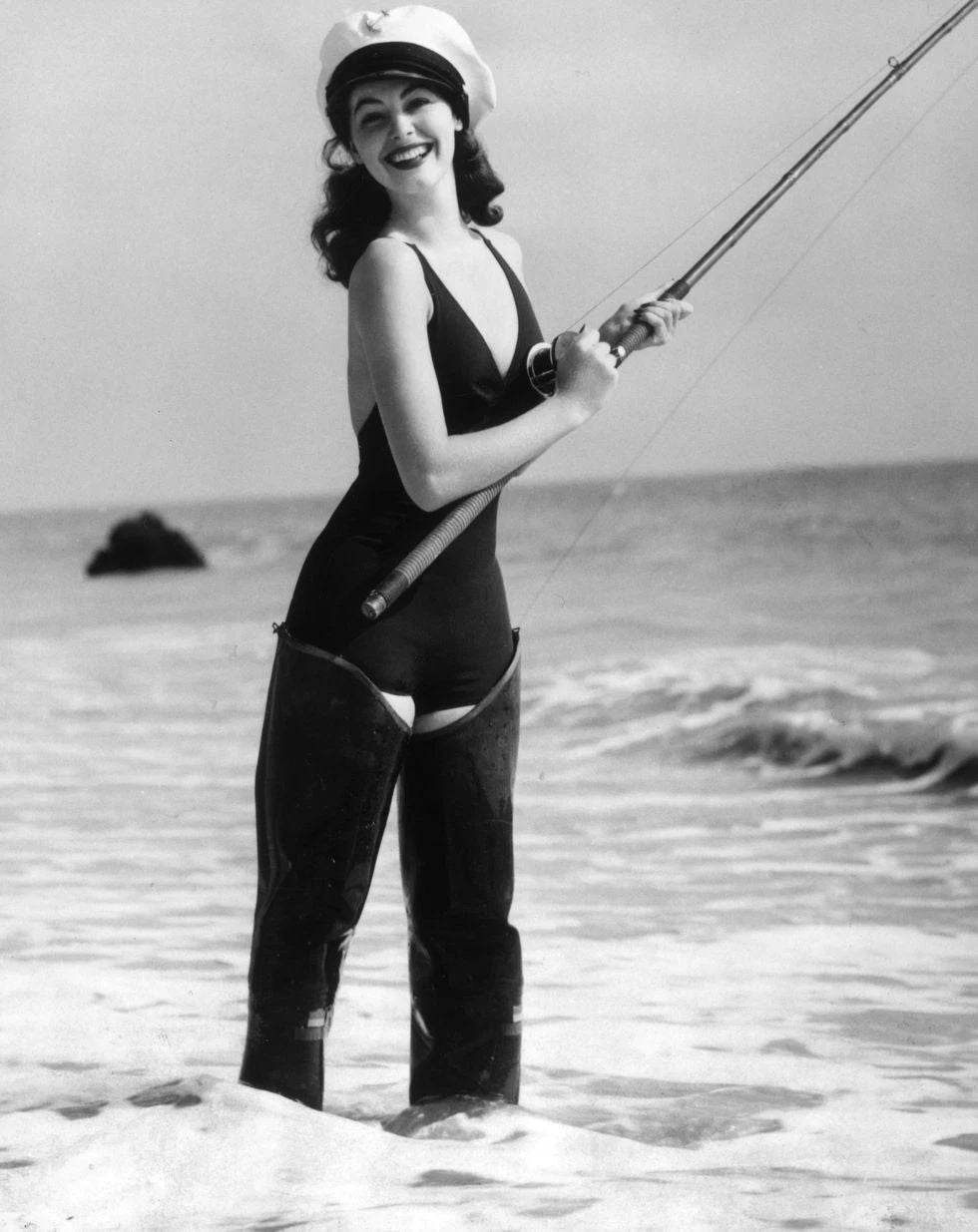 Actress Ava Gardner Fishing At The Beach Publicity Picture Keychain Print