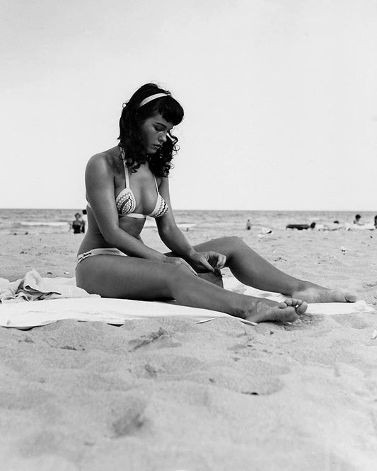 Actress Model Bettie Page Beach Pin Up Publicity Picture Keychain Print