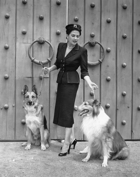 Actress Yvonne De Carlo Walking Dogs Retro Classic Vintage Picture Magnet
