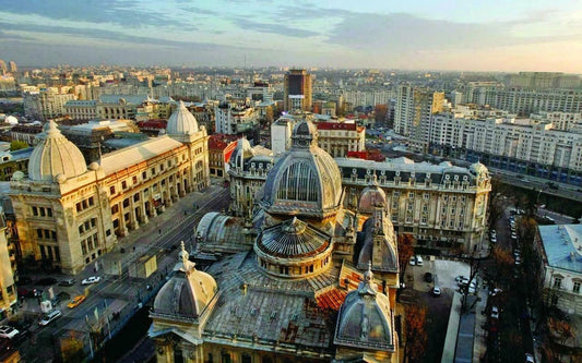 Aerial View Of Bucharest Romania Skyline City Scape Poster Picture Photo Print