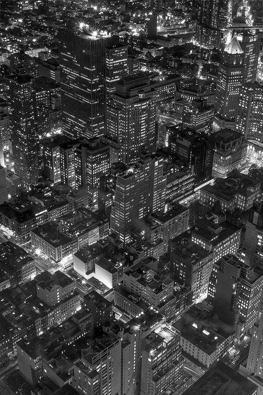 Aerial View Of City Buildings During Night Time Art Wall Decor Jigsaw Puzzle