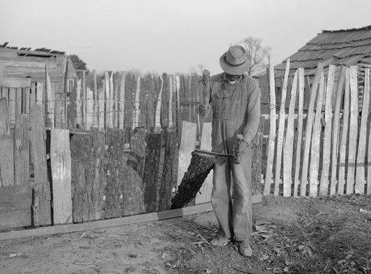 African American Man Splitting Wood Gees Bend Al Vintage Old Magnet