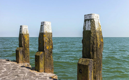 Afsluitdijk Monument Bollards In Ijsselmeer Picture Keychain Reprint