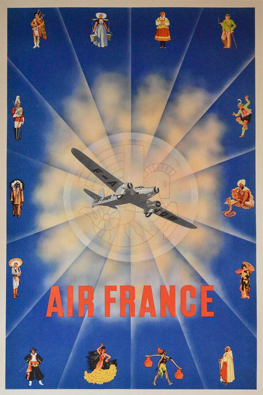 Air France French Line Vintage Airline Travel Print Jigsaw Puzzle