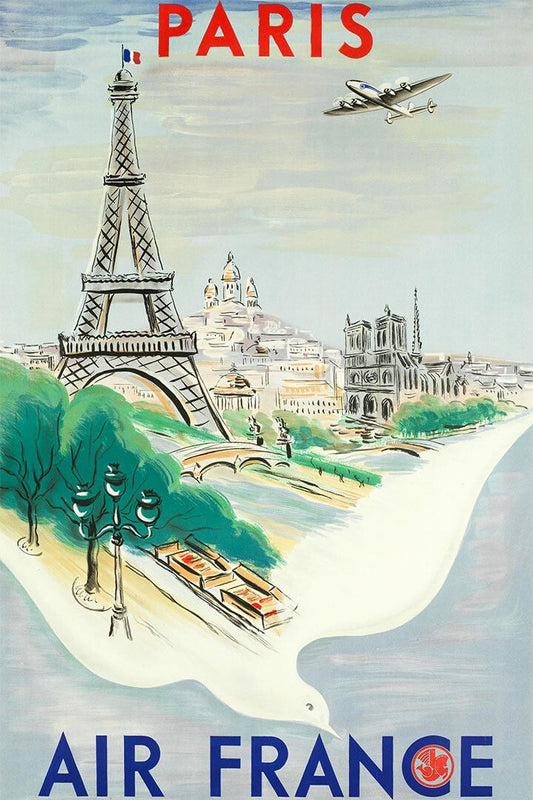Air France Paris Vintage Travel Painting Jigsaw Puzzle