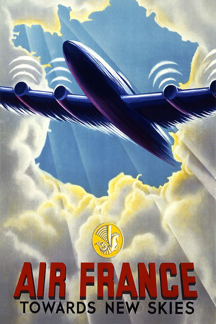 Air France Towards New Skies Vintage Airline Travel Magnet