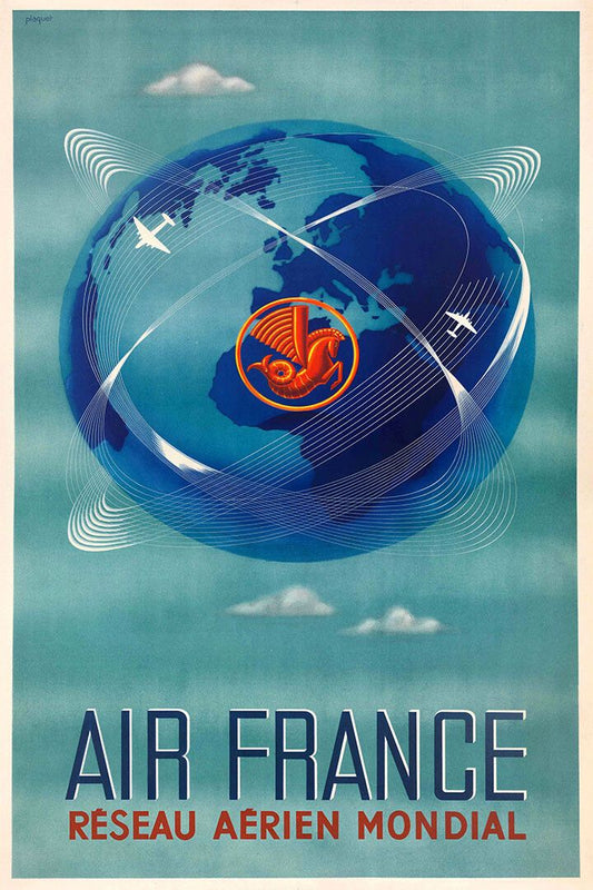 Air France World Airline Network 1948 Vintage Travel Jigsaw Puzzle