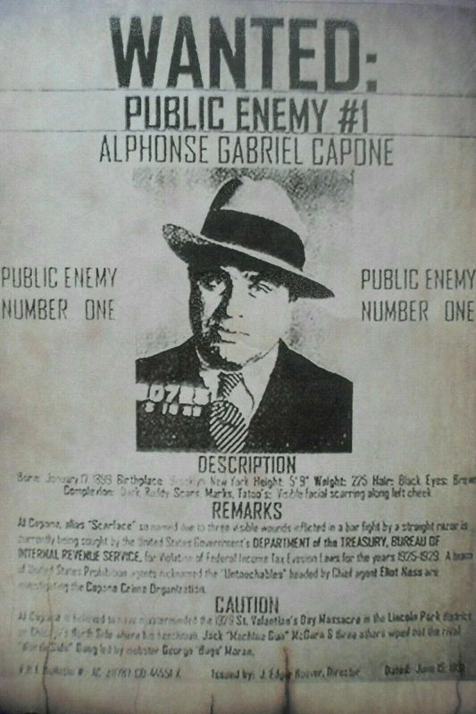 Al Capone Scarface Wanted Keychain Mafia Gangster Old Keychain Reprint
