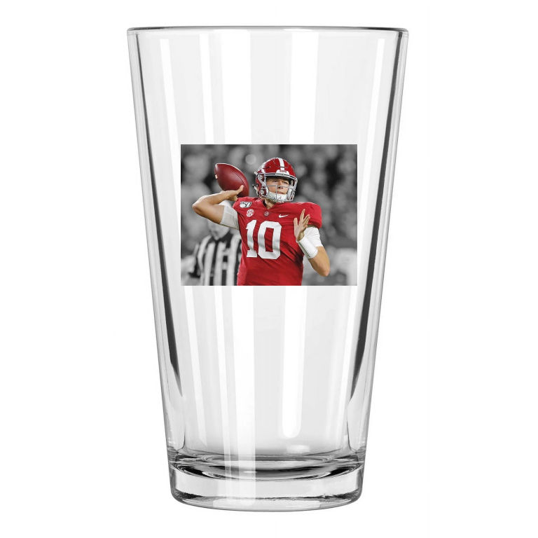 Alabama Crimson Tide Mac Jones Spotlight Photo Fooball Pint Beer Drinking Glass