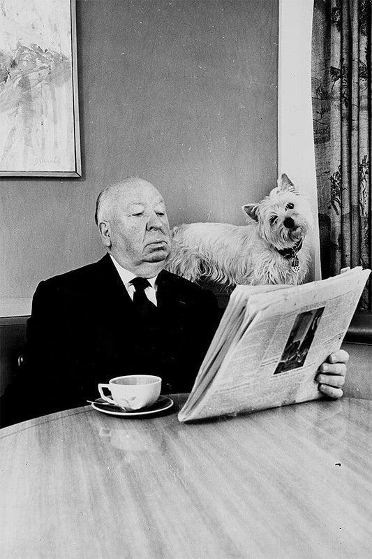 Alfred Hitchcock Reading Newspaper Print Canvas Jigsaw Puzzle