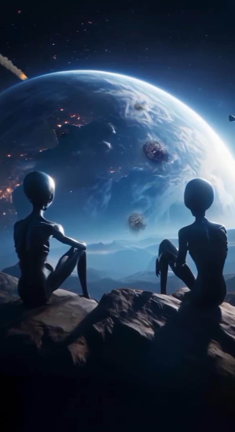 Alien Conversation Space View Print Poster