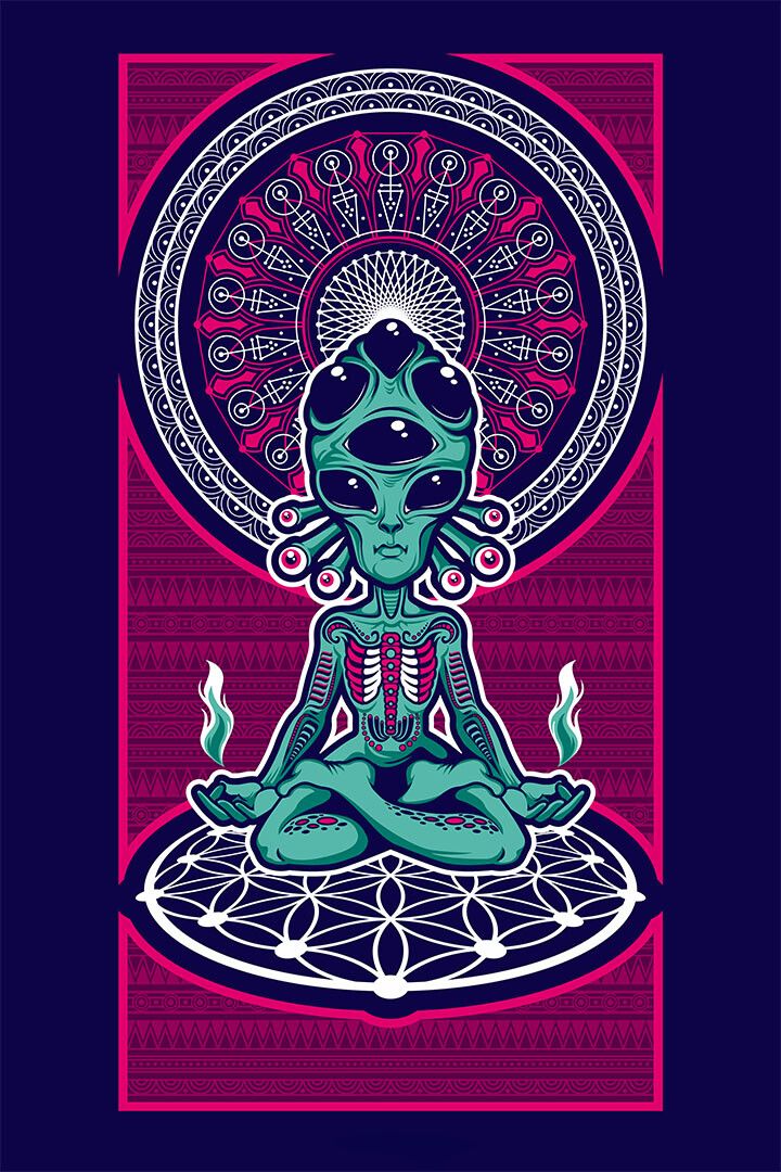 Alien Black Light Colorful Pattern Painting Print Wall Art Home Poster