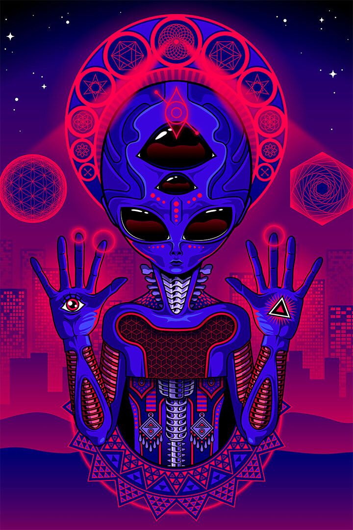 Alien Black Light Colorful Pattern Picture Print Jigsaw Puzzle