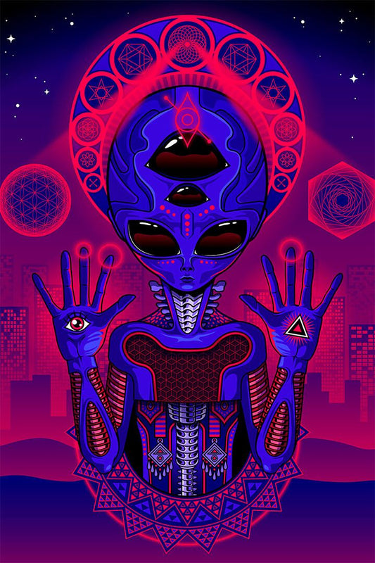Alien Black Light Colorful Pattern Picture Print Jigsaw Puzzle