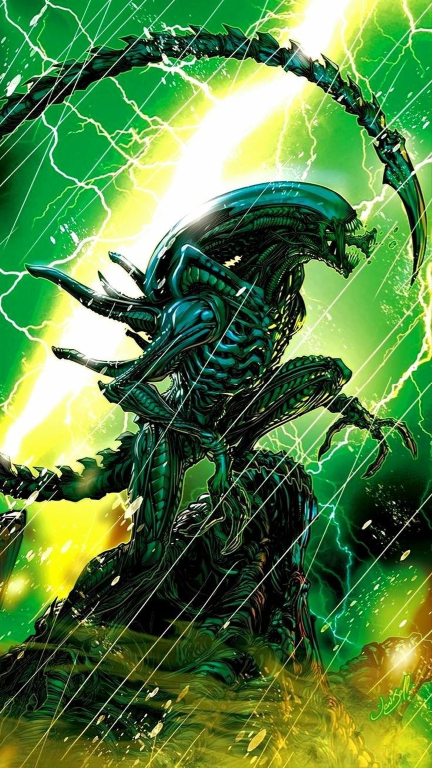 Alien Lightning Battle 307 Print Poster