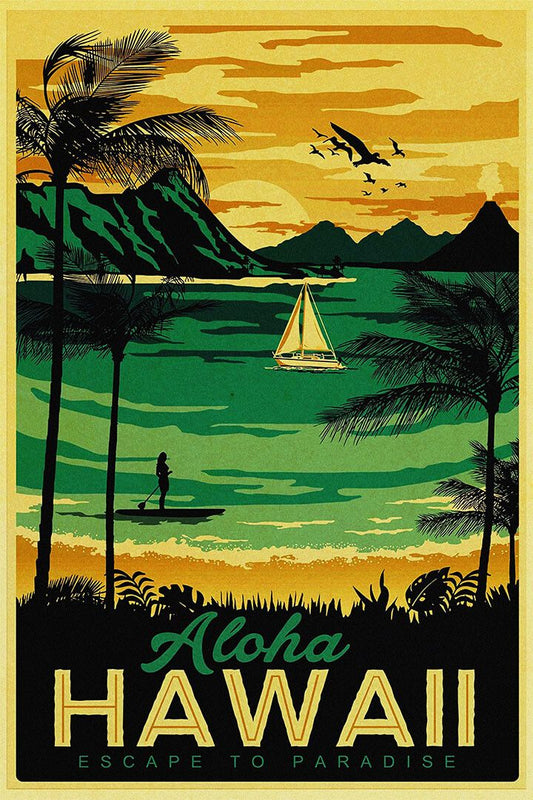 Aloha Hawaii Famous Tourist Landscape Painting Jigsaw Puzzle