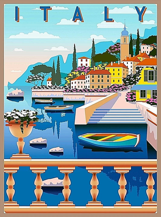 Amalfi Coast Italy Retro Travel Home Wall Decor Collectible Keychain