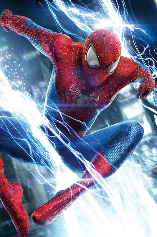 Amazing Spiderman Jumping Neon Lights Art Print Decor Jigsaw Puzzle
